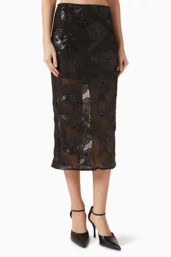 Sequin-embellished Midi Skirt
