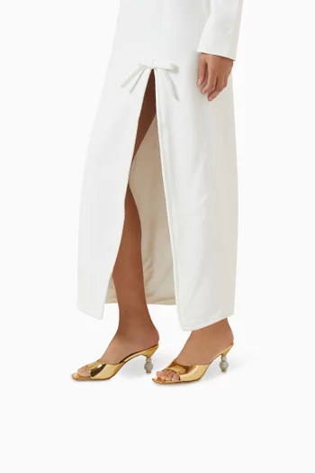 Natalia Crystal Mules in Metallic Leather