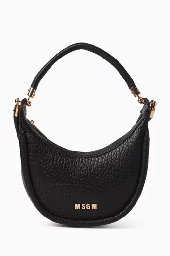 Logo Shoulder Bag in Hammered Eco-leather