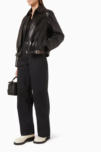 جاكيت بحزام جلد