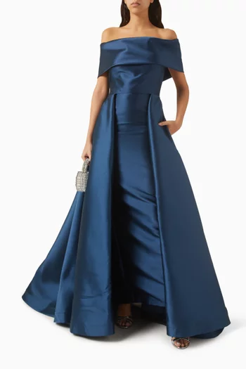 Off-shoulder Gown in Satin