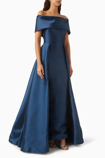 Off-shoulder Gown in Satin