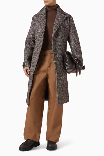 Belted Coat in Herringbone Wool