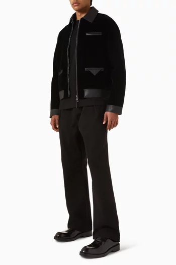 Leather-trim Jacket in Velvet