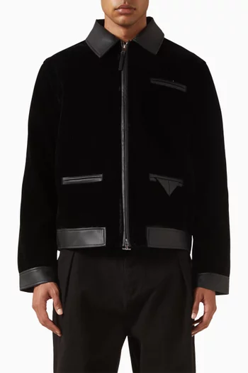 Leather-trim Jacket in Velvet