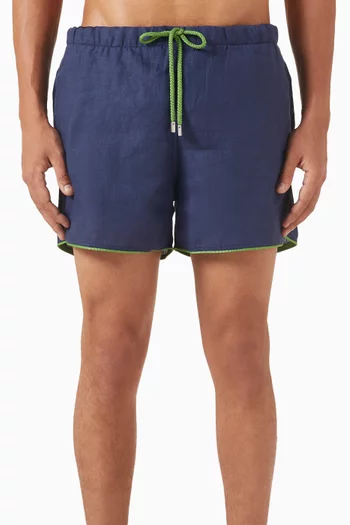 Solid Swim Shorts in Linen