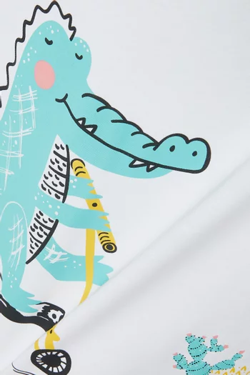 تي شيرت بطبعة ديناصور قطن جيرسيه