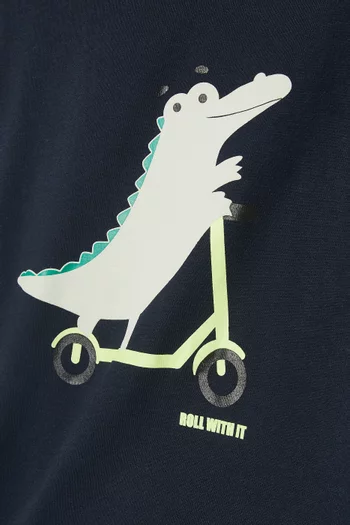 تي شيرت قطن جيرسيه بطبعة ديناصور