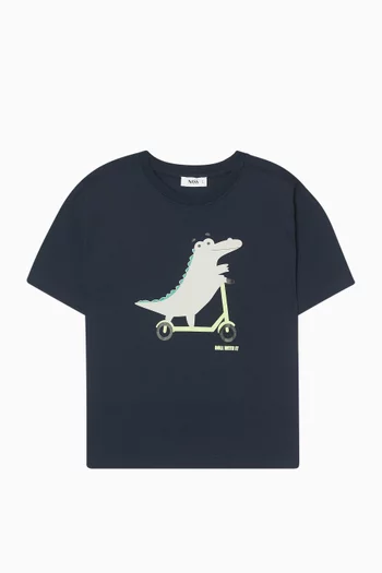 تي شيرت قطن جيرسيه بطبعة ديناصور