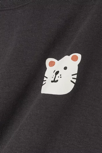 تي شيرت قطن جيرسيه مزين بدب 