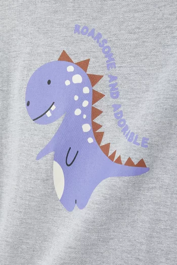 تي شيرت بطبعة ديناصور قطن جيرسيه