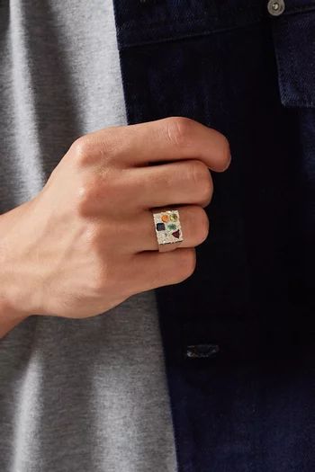 Cottage Rose Garden Signet Ring in Sterling Silver