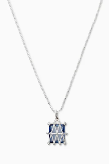 Basket Pendant Necklace in Sterling Silver