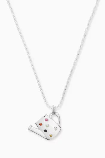 Watering Can Pendant Necklace in Sterling Silver