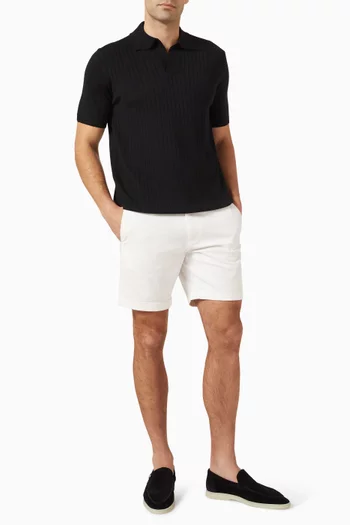 Buttonless Ribbed Polo Shirt in Merino Wool