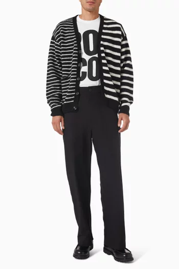 كارديغان مخطط منسوج من مزيج موهير