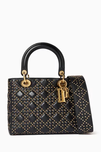 Medium Lady Dior Top-handle Bag in Leather