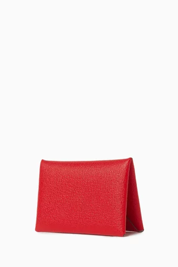 Unused Calvi Duo Card Holder in Chevre Leather