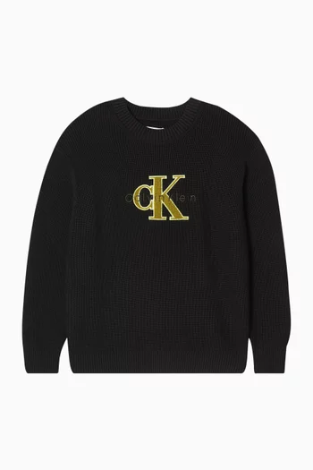 Relaxed Logo Sweater in Cotton-knit