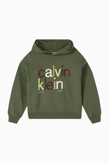 Colour-block Logo Hoodie in Cotton-terry