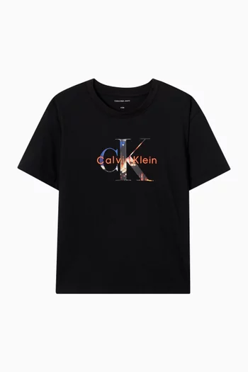 تي شيرت بشعار الماركة بطبعة صورة قطن