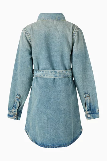Belted Shirt Dress in Denim