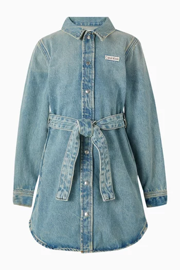 Belted Shirt Dress in Denim