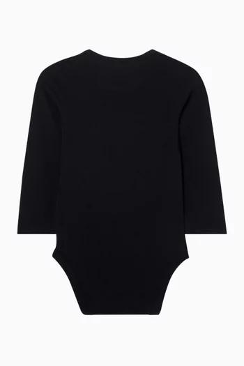 لباس قطعة واحدة لحديثي الولادة قطن جيرسيه مطاطي بشعار الماركة