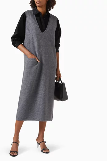 V-neck Midi Dress in Wool