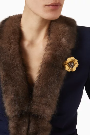 Fleur Lumineuse Brooch in Metal & Fabric