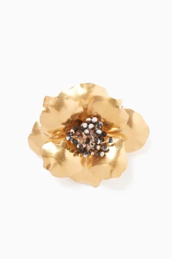Fleur Lumineuse Brooch in Metal & Fabric
