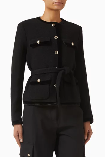 Long Belted Jacket in Tweed