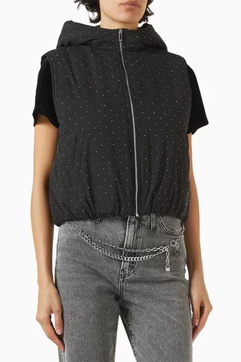 جاكيت جيستراس بتصميم منفوخ ومطرز بأحجار الراين