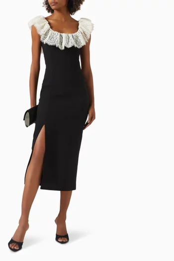 فستان متوسط الطول بحافة دانتيل ستان