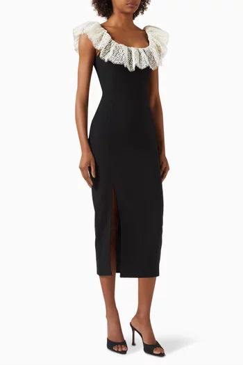 فستان متوسط الطول بحافة دانتيل ستان