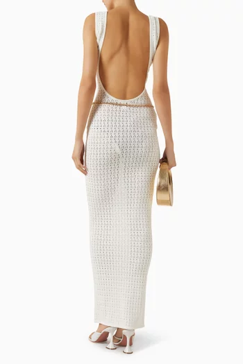 فستان بطول فوق الكاحل وفتحة رقبة عميقة مزيج فيسكوز