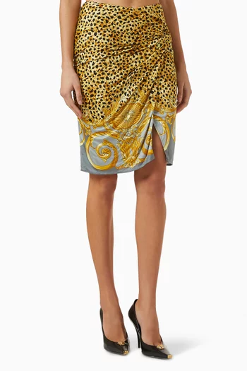 Cheetah Foulard Wrap Skirt