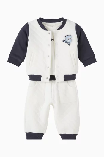 طقم متناسق قطن بشعار الماركة، 3 قطع