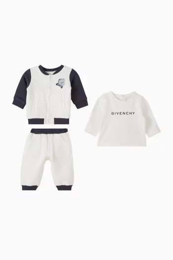 طقم متناسق قطن بشعار الماركة، 3 قطع