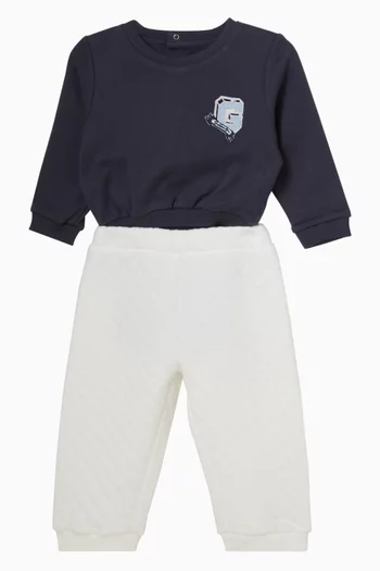 طقم متناسق قطن تصميم جامعي، قطعتان 