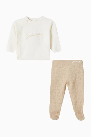 طقم متناسق بشعار الماركة قطن منسوج، 3 قطع