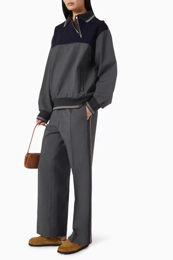 بنطال بقصة ساق مستقيمة نسيج بحياكة