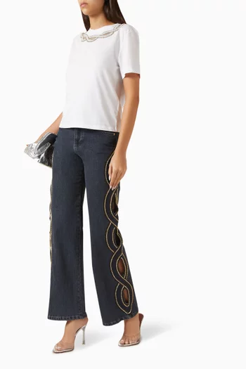 Poujas Braided-loop Jeans in Denim