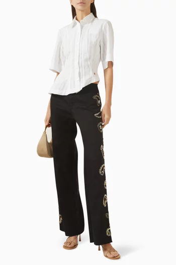 قميص كروز بقصة غير متماثلة قطن بوبلين