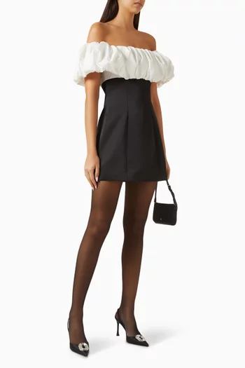 فستان رويو بأكتاف مكشوفة ستان