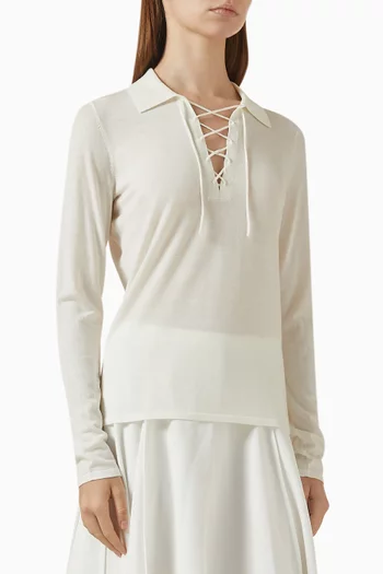 Lace-up Top in Merino Wool