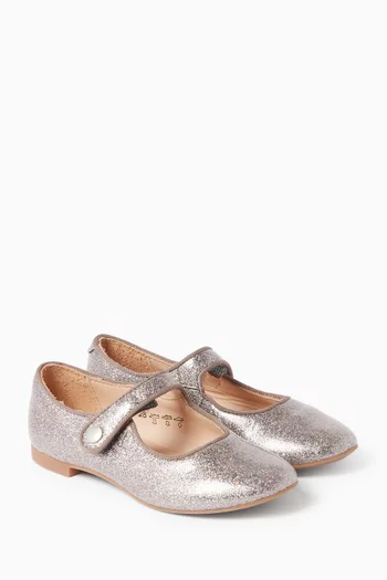 Daisy Ballet Flats in Glitter Leather
