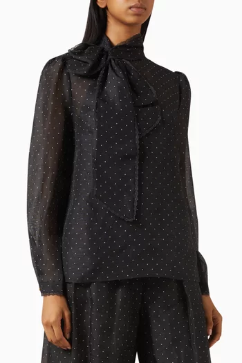 Dream Pussybow Blouse in Silk-Linen