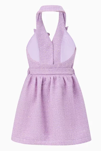 Odelia Halter Mini Dress in Tweed
