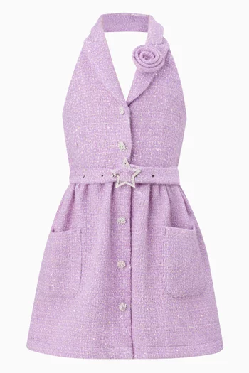 Odelia Halter Mini Dress in Tweed